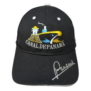 Canal De Panama Strapback Baseball Cap Black One Size Adjustable Embroidered